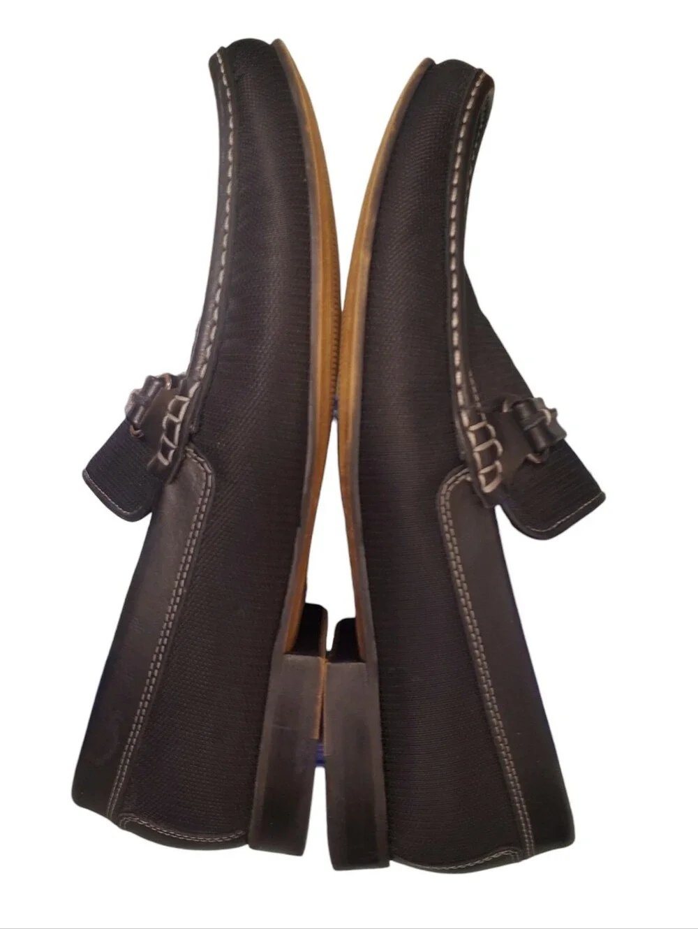 Donald Pliner Donnie Black Leather & Nylon Moc Toe Slip-On Loafers Men's Size 11